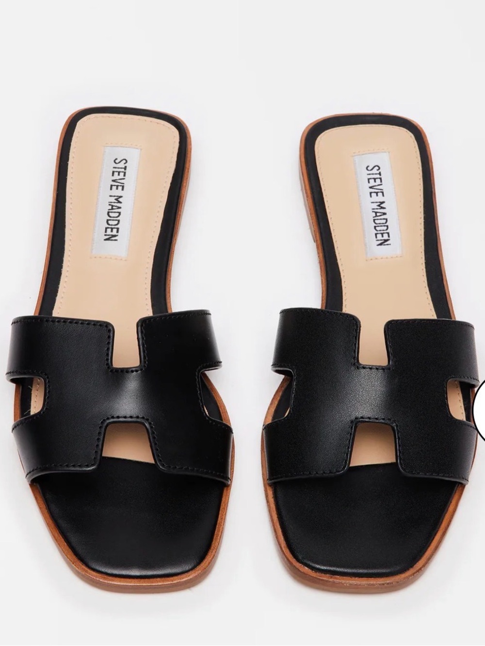 Steve Madden Hayden Black Leather Slide Sandals Size 8